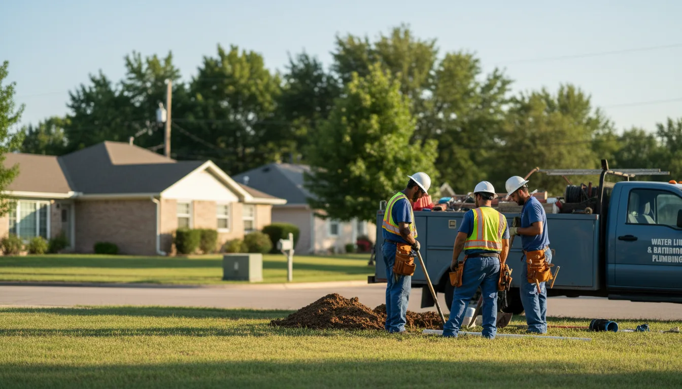 Residential water line and bathroom plumbing service in Lynchburg, MO